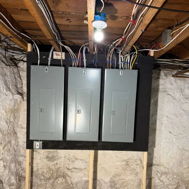 Three-panel electrical service installed by R.J.L Electric